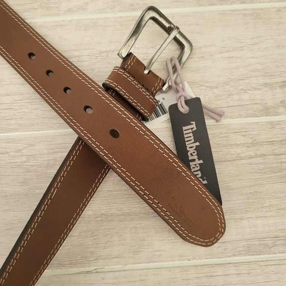 Timberland Mens Classic Leather Jean Belt Brown Size 42 New - Picture 7 of 7
